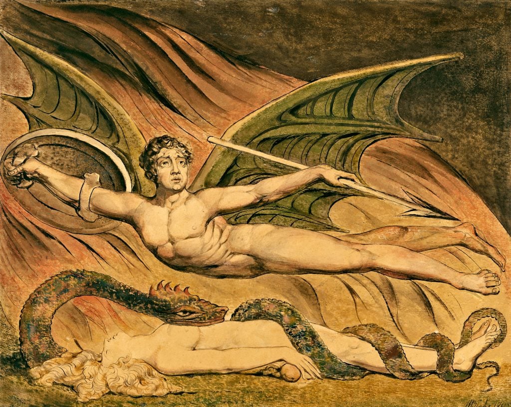 William Blake, <em>Satan Exulting over Eve</em> (1795). Courtesy of Getty Museum.