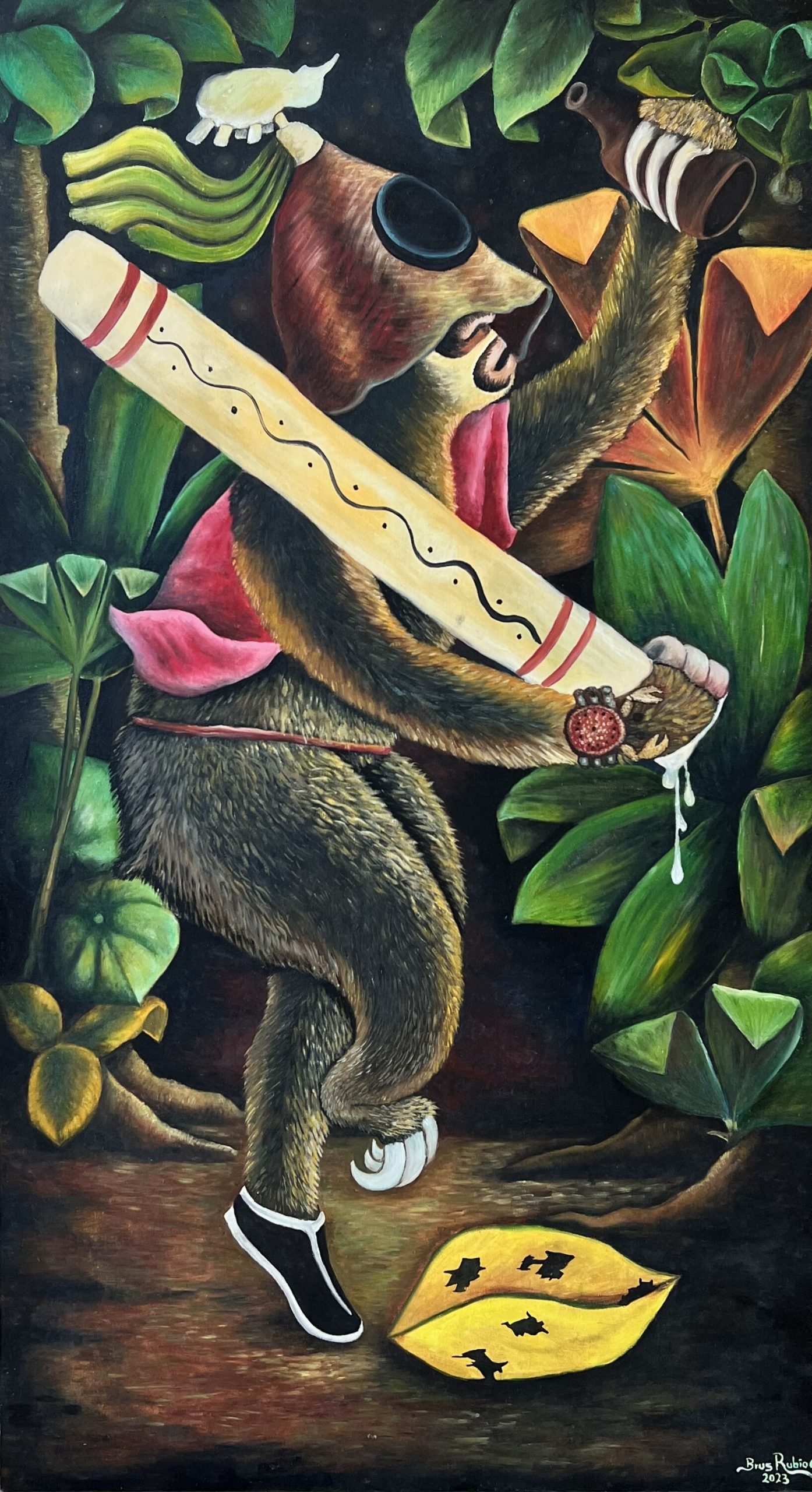 Brus Rubio, <em>Danza de les carabajo por el clan pellejo (Beetle Dance by the Sloth Clan)</em>, 2023. Courtesy of Sapar Contemporary, the artist, Shipibo Conibo Center, New York.