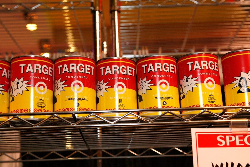 Warhol-inspired products on view inside a pop-up Target