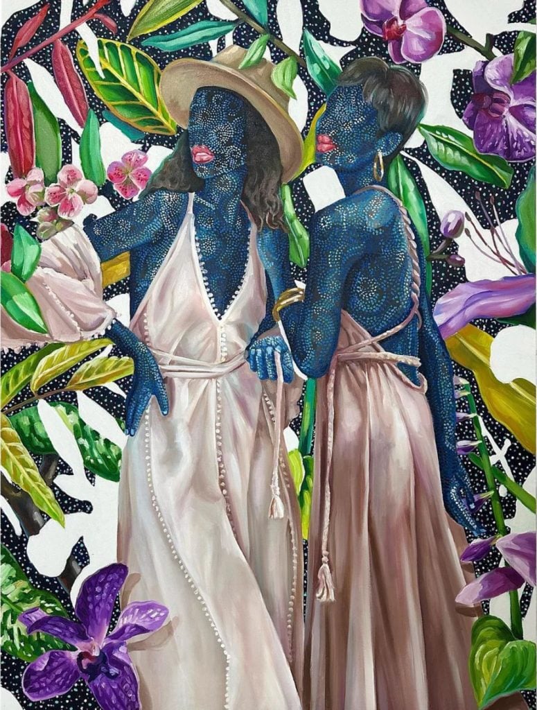 Alanis Forde, Social Gathering (2023), sold for $8,500 at Spring Break Art Show. Courtesy of the artist and Filo Sofi Arts, New York.
