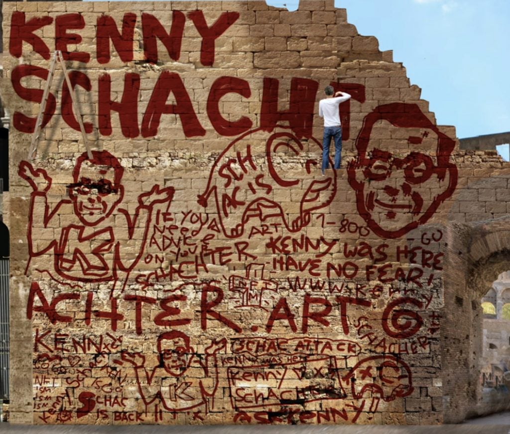 Idiot tourist defaces Colosseum. Again. Courtesy of Kenny Schachter.