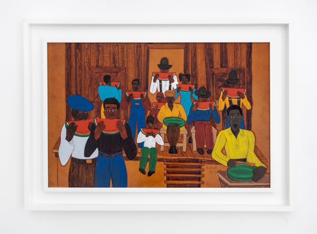 Winfred Rembert, Watermelon, Saturday Evening (2003). Presented by James Barron Art at Independent 20th Century.