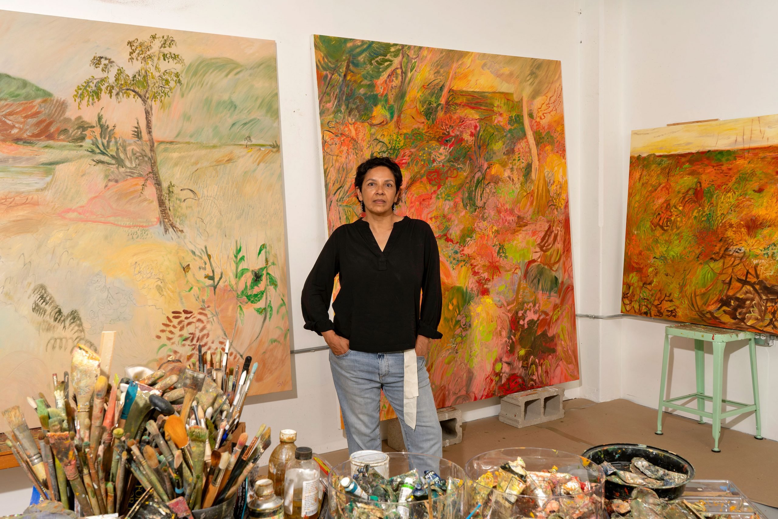 Soumya Netrabile in her studio, 2023. Photo: Robert Chase Heishman.