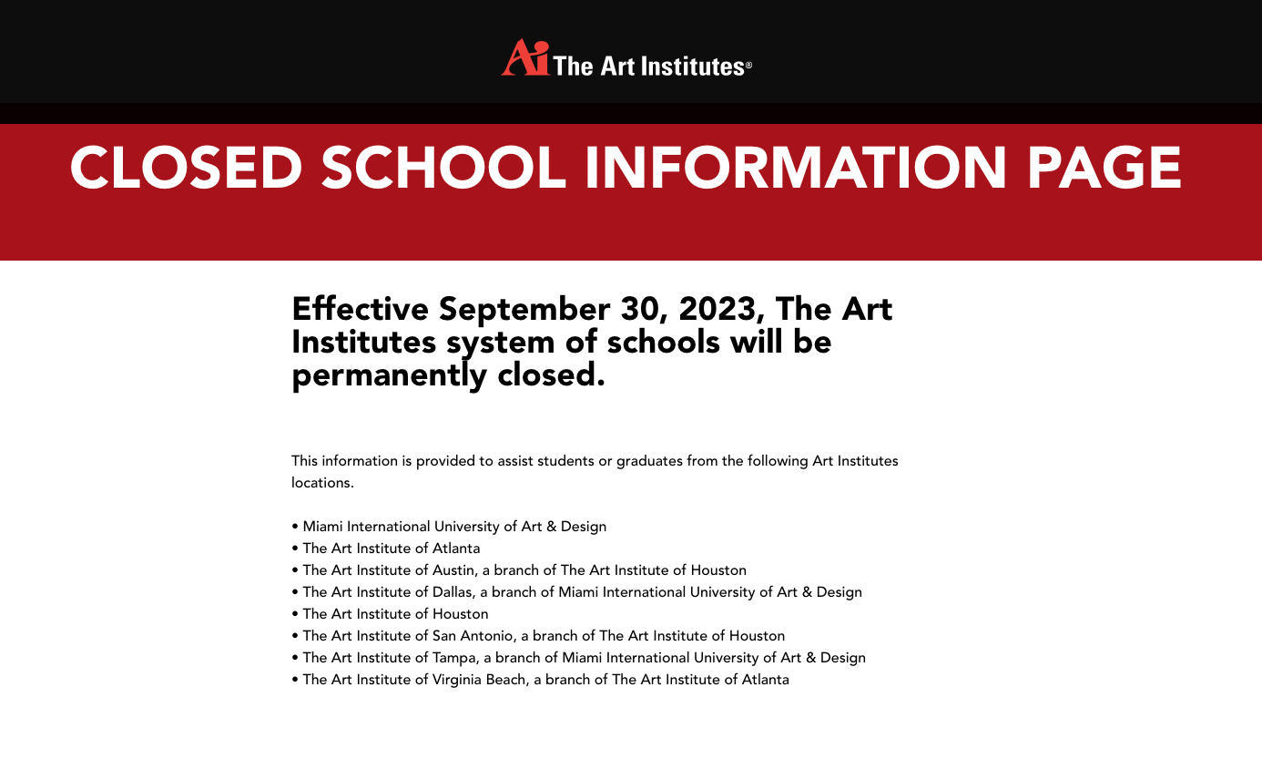 The Art Institutes A Collection Of For Profit Colleges Announced It   Screen Shot 2023 09 28 At 3.00.25 PM 