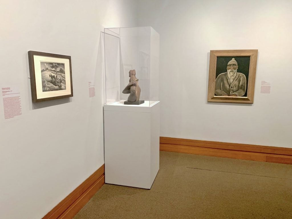 Thomas Hart Benton, Approaching Storm (1940), Seymour Lipton, Flood (1937), and Marsden Hartley, Albert Pinkham Ryder (1939) in "Art for the Millions." 