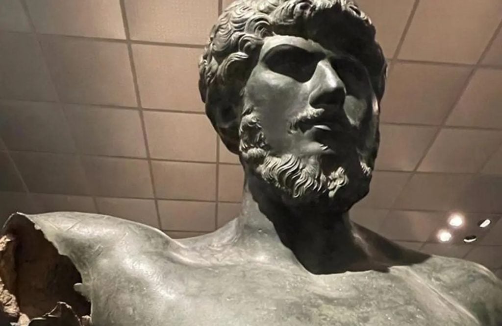 The Manhattan D.A. seized Shelby White's life-size statue of the Roman emperor Lucius Verus, a looted Bubon bronze, and restituted it to Turkey. Photo courtesy of the US Consulate General, Istanbul.