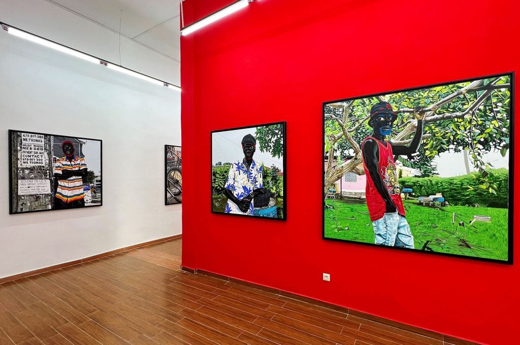 Installation view of artist Sesse Elangwe's "The Defiant Ones" exhibition. Courtesy of Bwo Art Gallery.