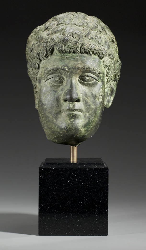 Portrait of the emperor Caracalla as a youth, a Burbon bronze now believed to have been looted from Turkey. Collection of Fordham University, Museum of Greek, Etruscan, and Roman Art.