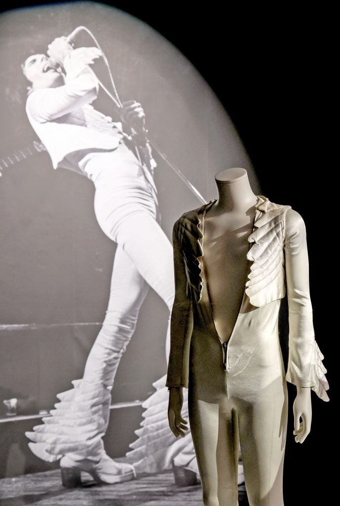 Stage costume at the Freddie Mercury exhibition at Sotheby's London. Courtesy of Sotheby's.
