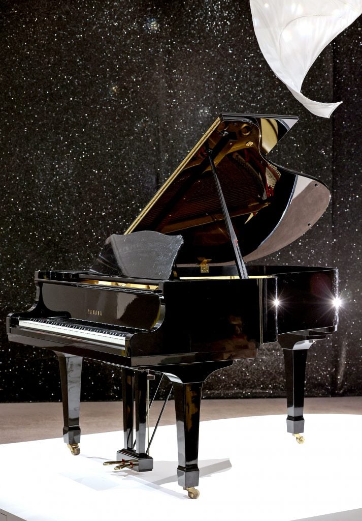 Freddie Mercury's Yamaha baby grand piano. Courtesy of Sotheby's.