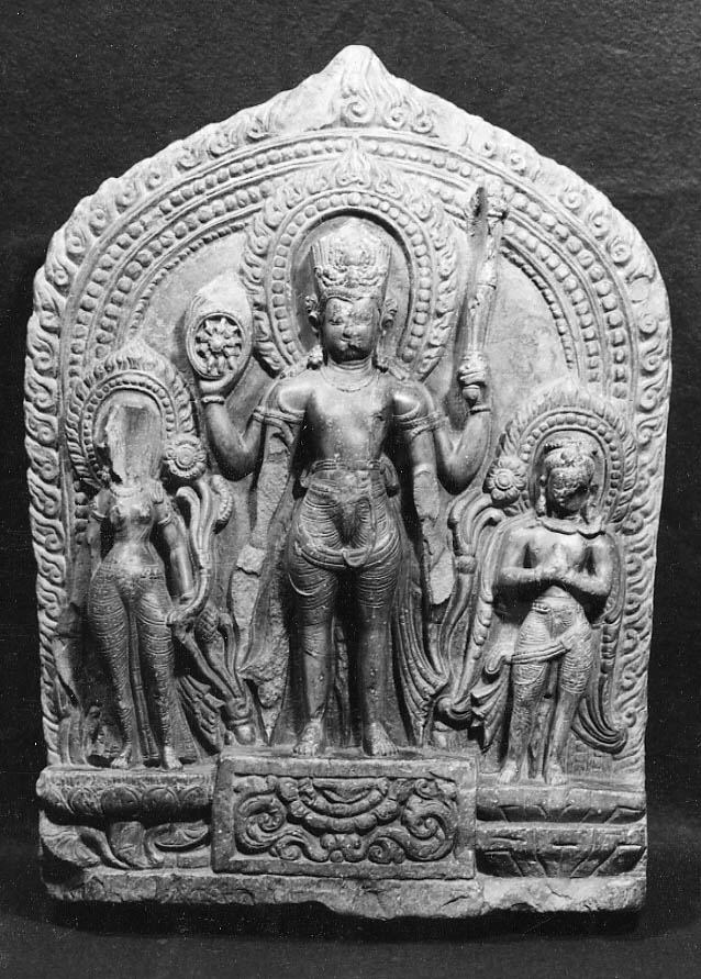 The Metropolitan Museum of Art is restituting the stone statue Vishnu Flanked by Lakshmi and Garuda (ca. 11th century) to Nepal. Photo courtesy of the Metropolitan Museum of Art, New York.