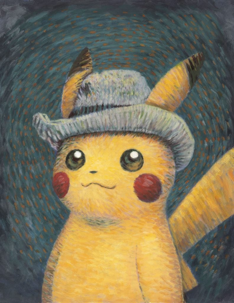 Pikachu inspired by Self-Portrait with Grey Felt Hat by Naoyo Kimura (1960), The Pokémon Company International.