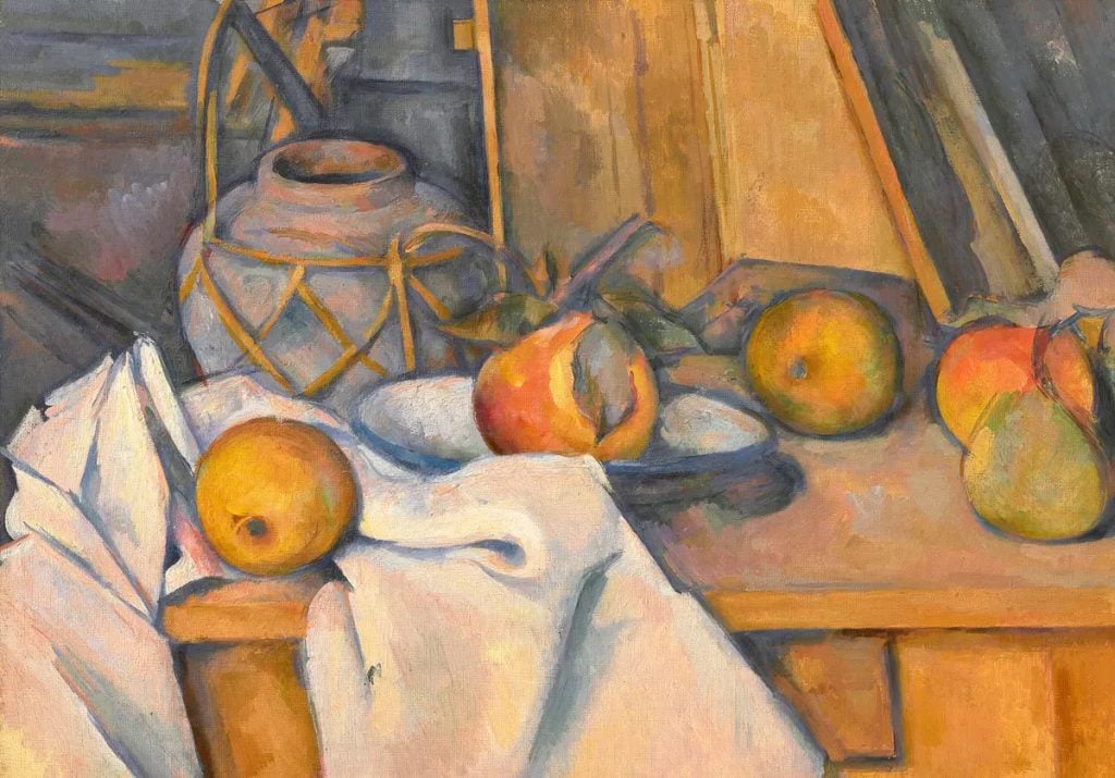 Paul Cézanne, Fruits et pot de gingembre (fruit and pot of ginger), ca. 1890–93. ©Christie’s Images.