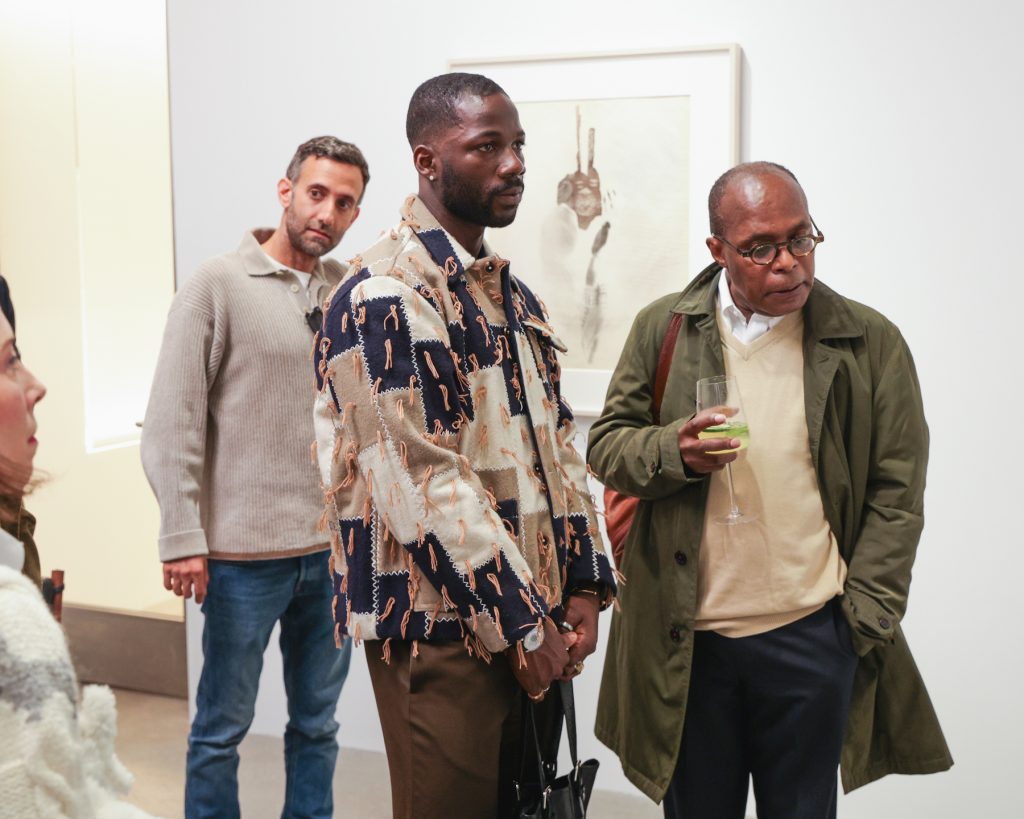 Left to right: Alex Israel, Ludovic Nkoth, and Horace Brockington at the opening of White Cube