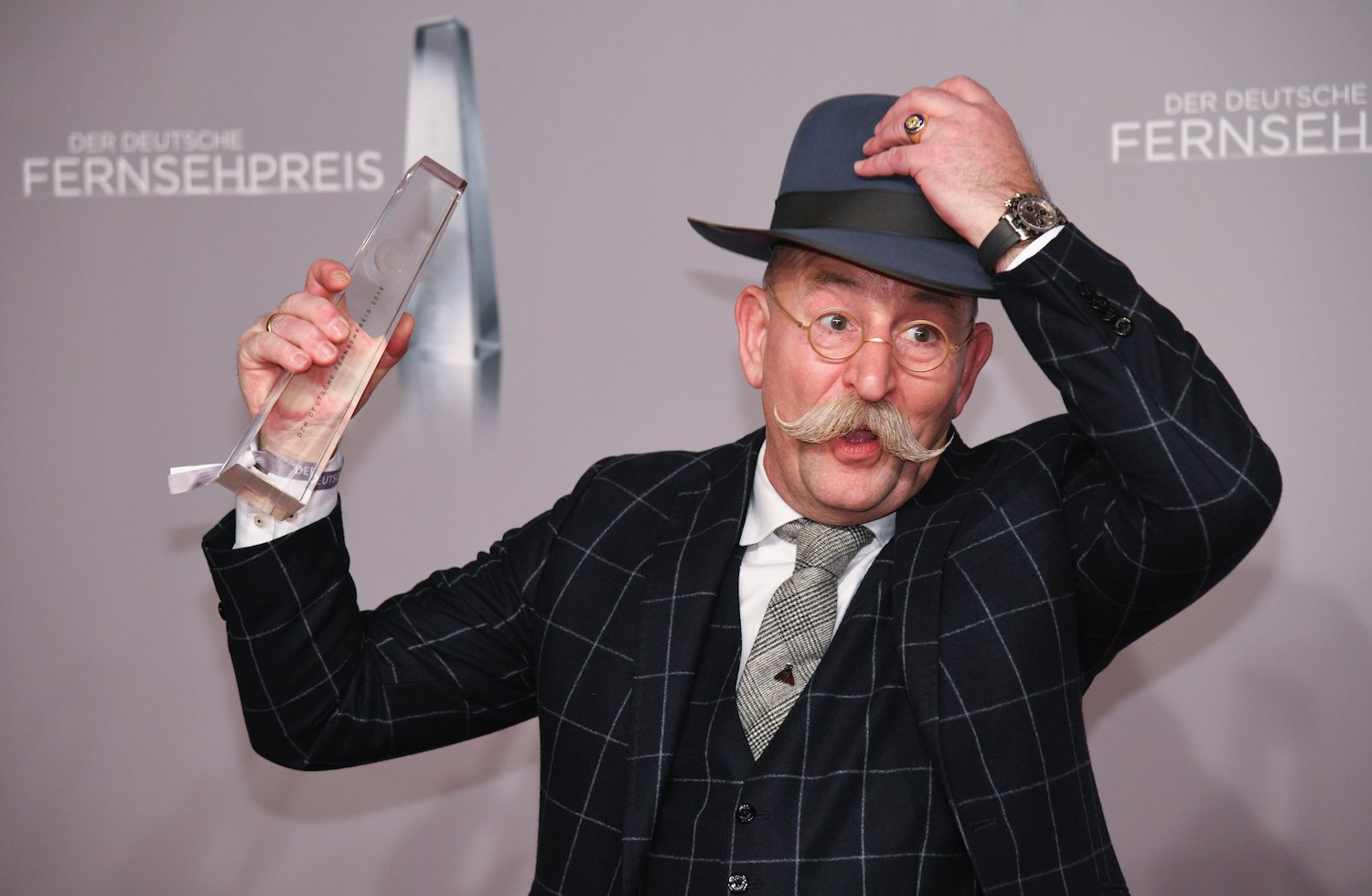 31 January 2019, North Rhine-Westphalia, Düsseldorf: Horst Lichter is delighted to receive the German Television Award 2019 in the category "Best Factual Entertainment" for his programme "Bares für Rares". Photo: Henning Kaiser/dpa (Photo by Henning Kaiser/picture alliance via Getty Images)