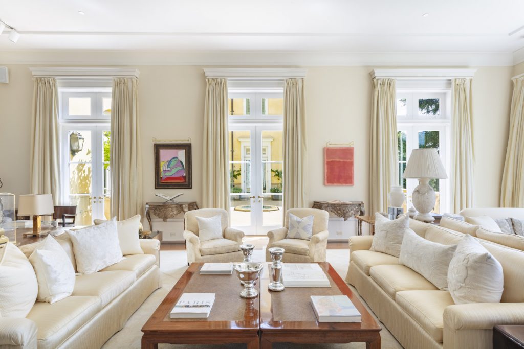 Reitman family living room at their Montecito House. Image courtesy Christie's.