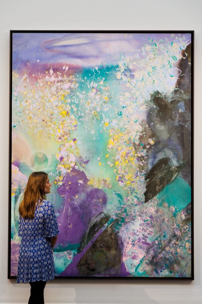 Frank Bowling’s <i>Moby Dick</i> (estimate £700,000 - £1 million), Photo by Tristan Fewings/Getty Images for Sotheby's.
