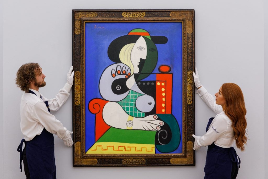Pablo Picasso’s Femme à la montre (1932) at Sotheby's. Photo by Tristan Fewings/Getty Images for Sotheby's.
