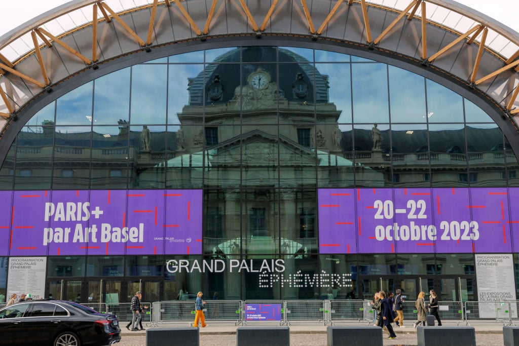 A general view of the Grand Palais Ephemere during the Press Preview of Paris+ Par Art Basel at Grand Palais Ephemere on October 19, 2023 in Paris, France. (Photo by Luc Castel/Getty Images)