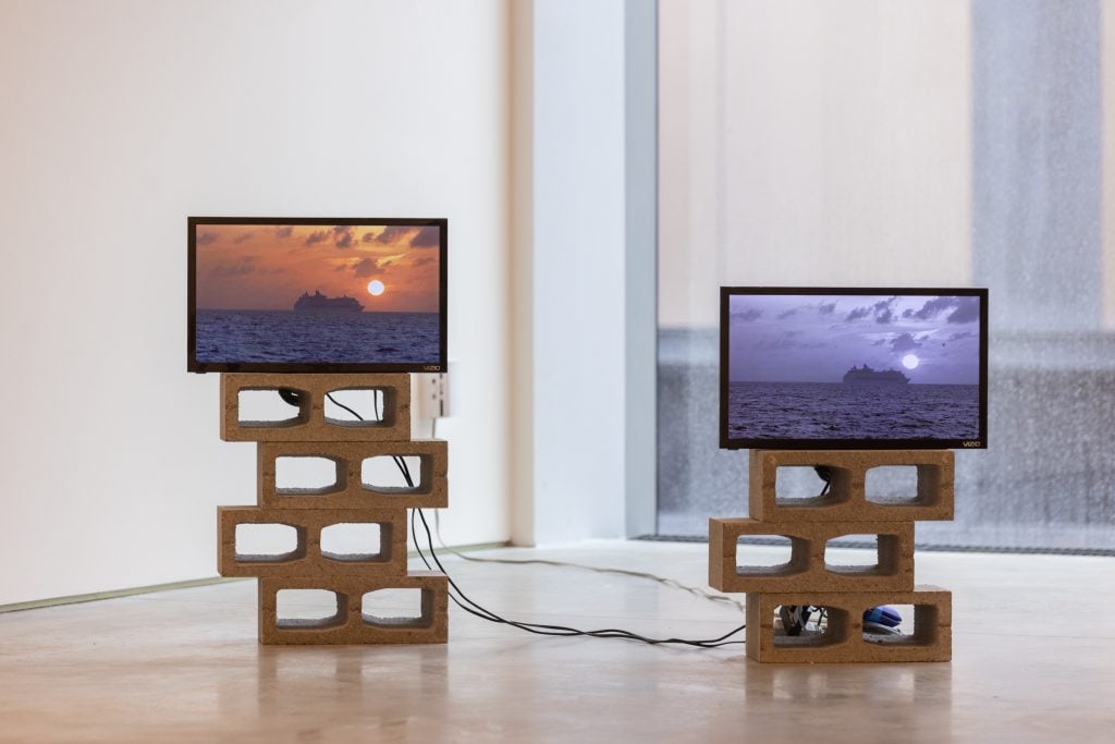 The video portion of Gregory Halpern's Guadeloupe project in this installation view of 