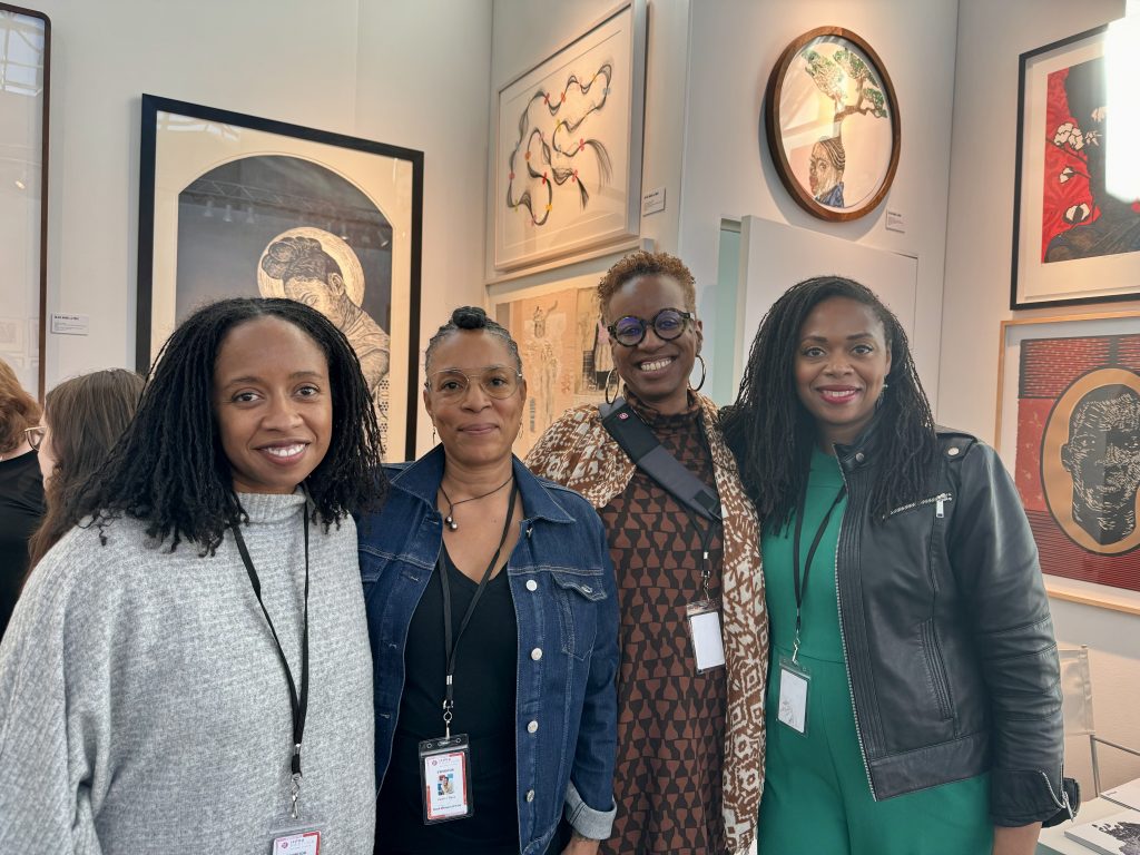 Black Women of Print collective members Althea Murphy Price, Deborah Grayson, Karen J. Revis, and Latoya Hobbs at the IFPDA Print Fair. Photo by Sarah Cascone.