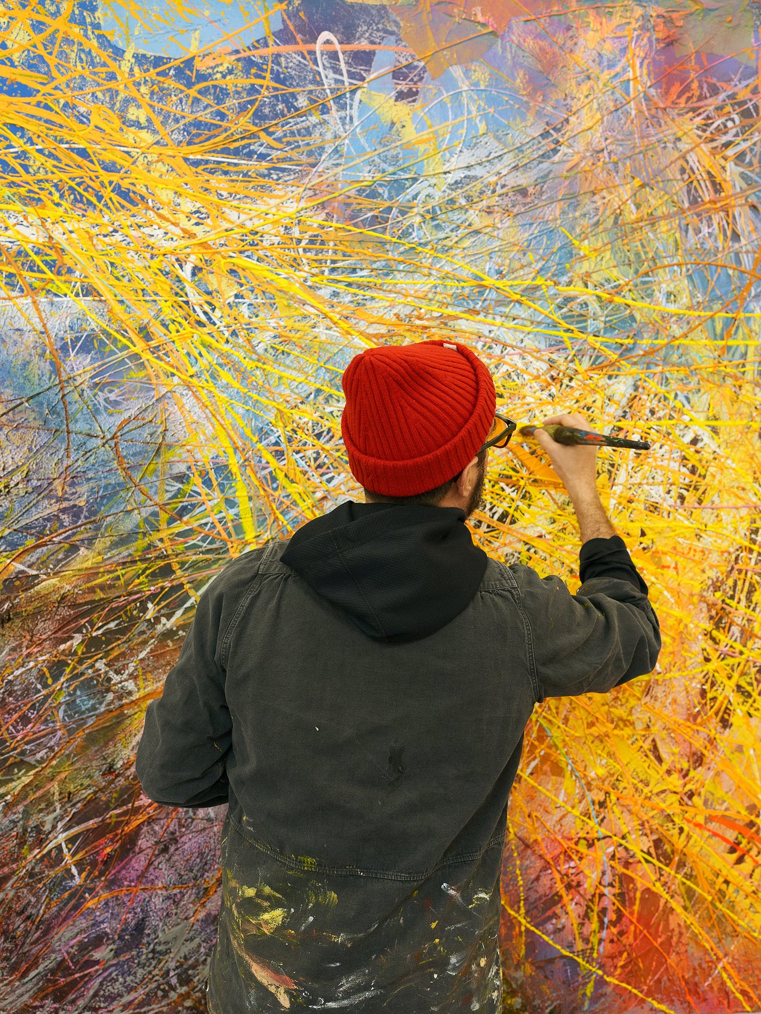 José Parlá in his studio, 2023. Photo credit Tyler Haft