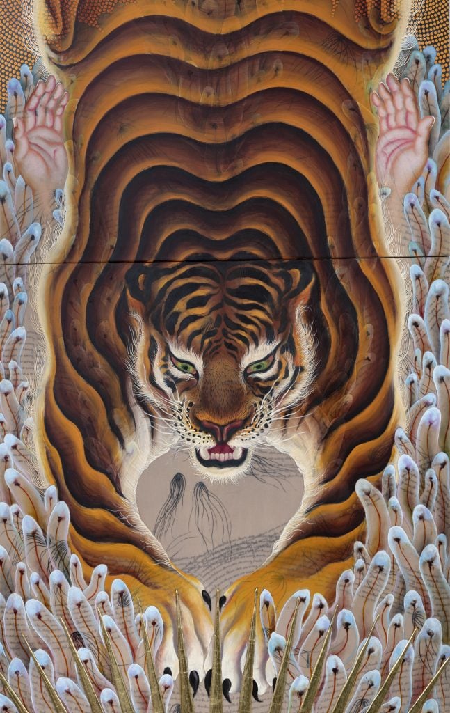 Detail of Sahana Ramakrishnan, The Closing (2023). Courtesy of the artist and Fridman Gallery.