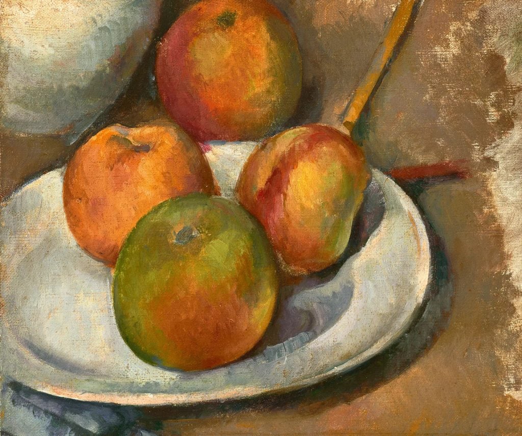 Paul Cézanne, <em>Quatre pommes et un couteau (four apples and a knife)</em>, 1885. ©Christie’s Images.