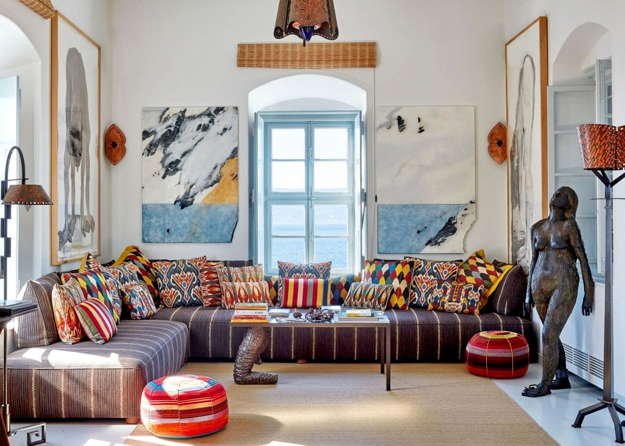 Pauline and Constantinos Karpidas's art-filled home in Hydra. Courtesy of Sotheby's.