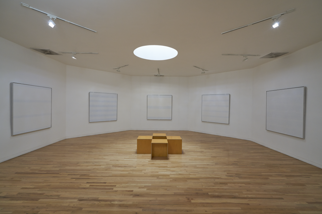 Installation view of the Agnes Martin Gallery at the Harwood Museum of Art of the University of New Mexico. © Agnes Martin Foundation, NY / Artist Rights Society (ARS) New York. Courtesy of the Harwood Museum of Art.