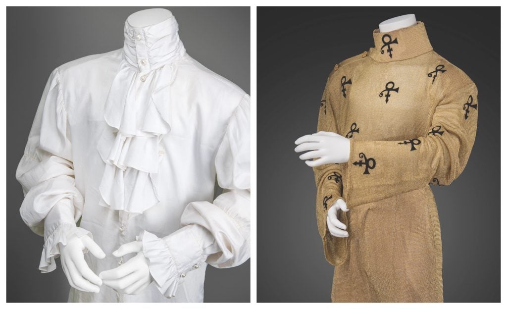 Prince's most iconic look—his stage-worn ruffled shirt from the epic 12th Annual American Music Awards. Estimate $15,000. Courtesy of RR Auction.