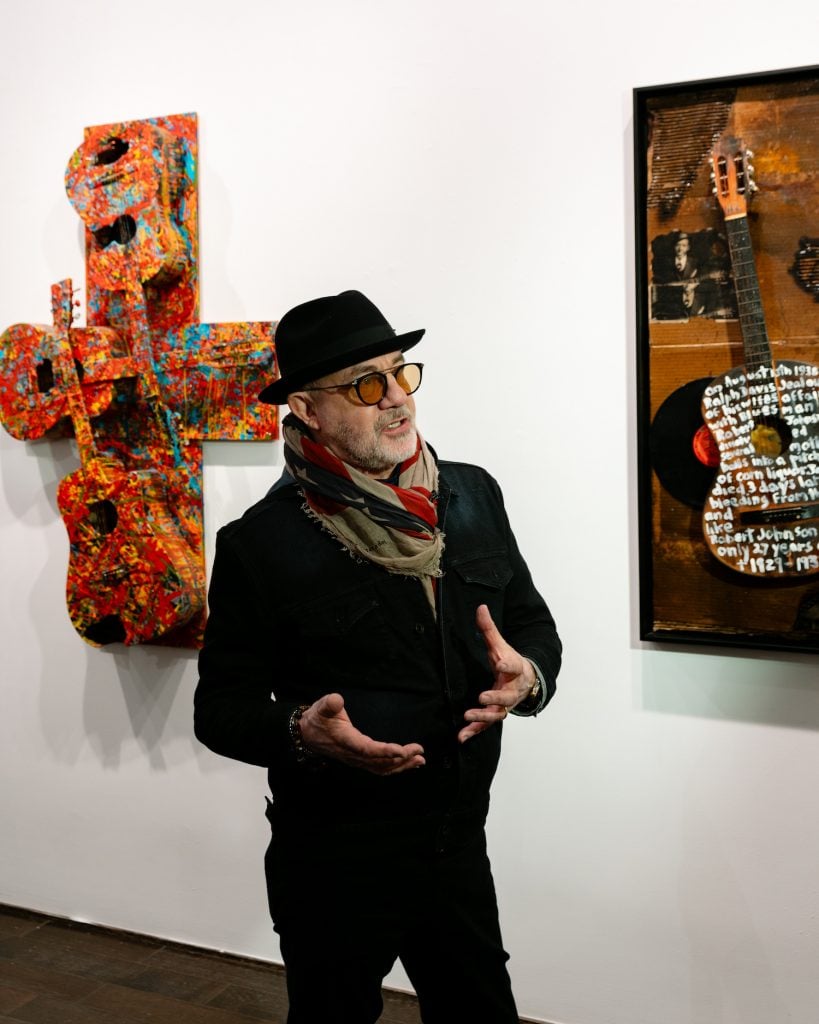 Bernie Taupin at the opening of his solo show at Chase Contemporary in Tribeca. Image courtesy Chase Contemporary.
