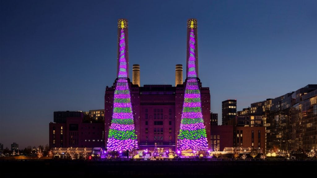 David Hockney, Bigger Christmas Trees (2023). Photo courtesy of Battersea Power Station.