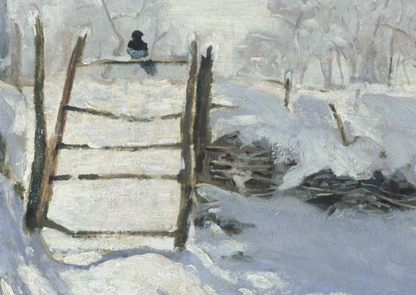 Detail of The Magpie (1868–69) by Claude Monet.