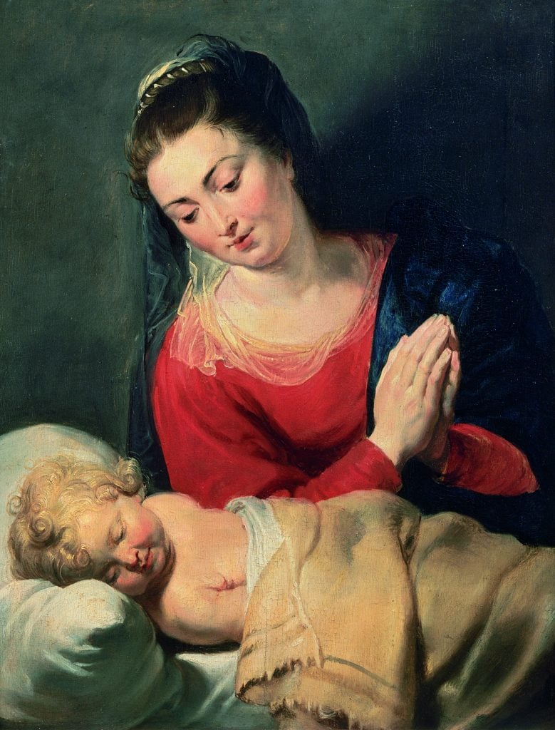 Peter Paul Rubens, The Virgin in Adoration before the Christ Child, c. 1616 - 1619, Oil on panel, 65 x 50 cm, KBC Bank, Antwerp, Museum Snyders&Rockox House