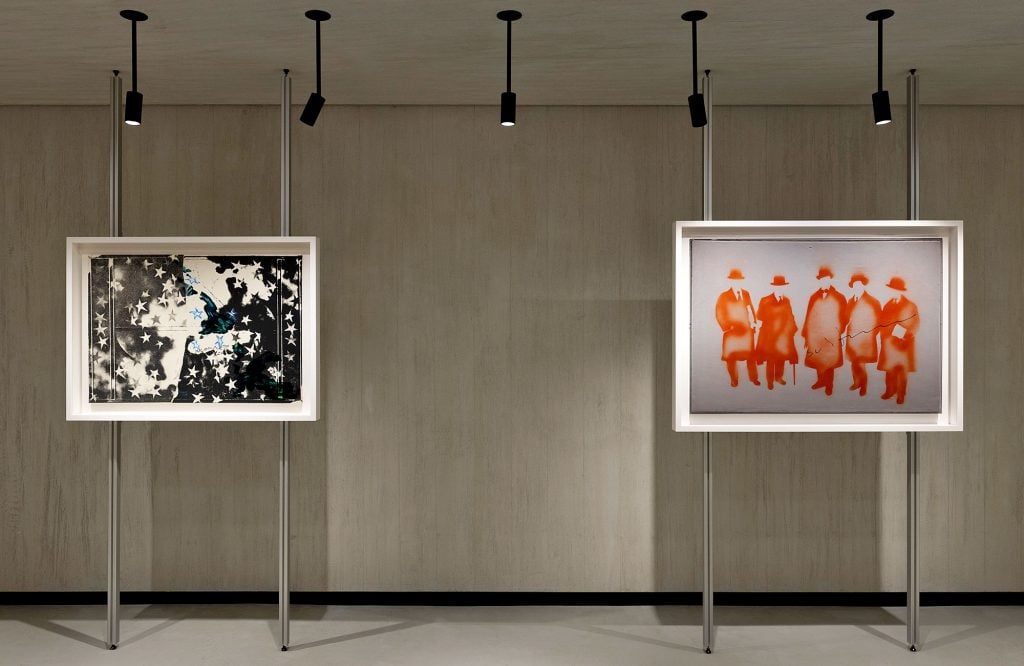 Installation view of the Mario Schifano exhibition at Valentino's new Madison Avenue flagship. Courtesy of Magazzino.