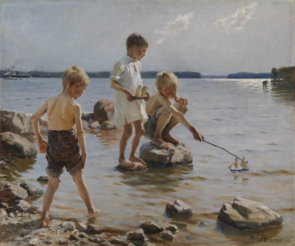 Albert Edelfelt, Boys Playing on the Shore (Children Playing on the Shore) (1884). Photo: Finnish National Gallery / Hannu Aaltonen.