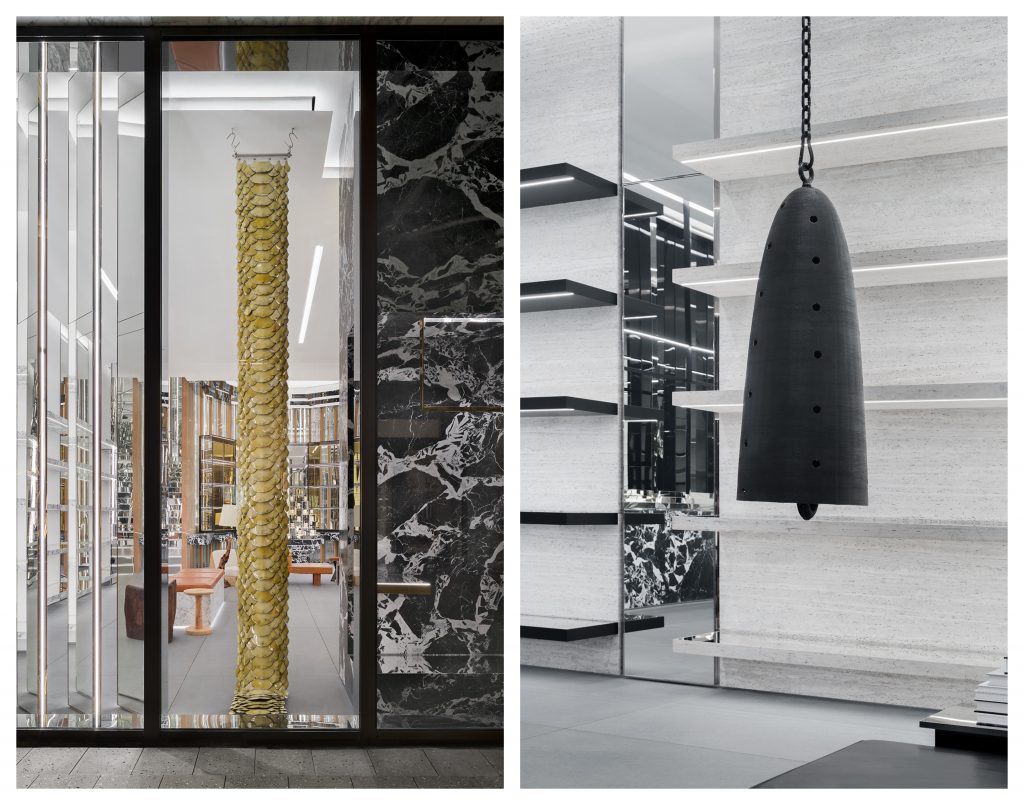Celine commissioned Elaine Cameron-Weir's Snake 13 (2023) and Davina Semo's Embody (2023) for the new Miami store. Courtesy of Celine.