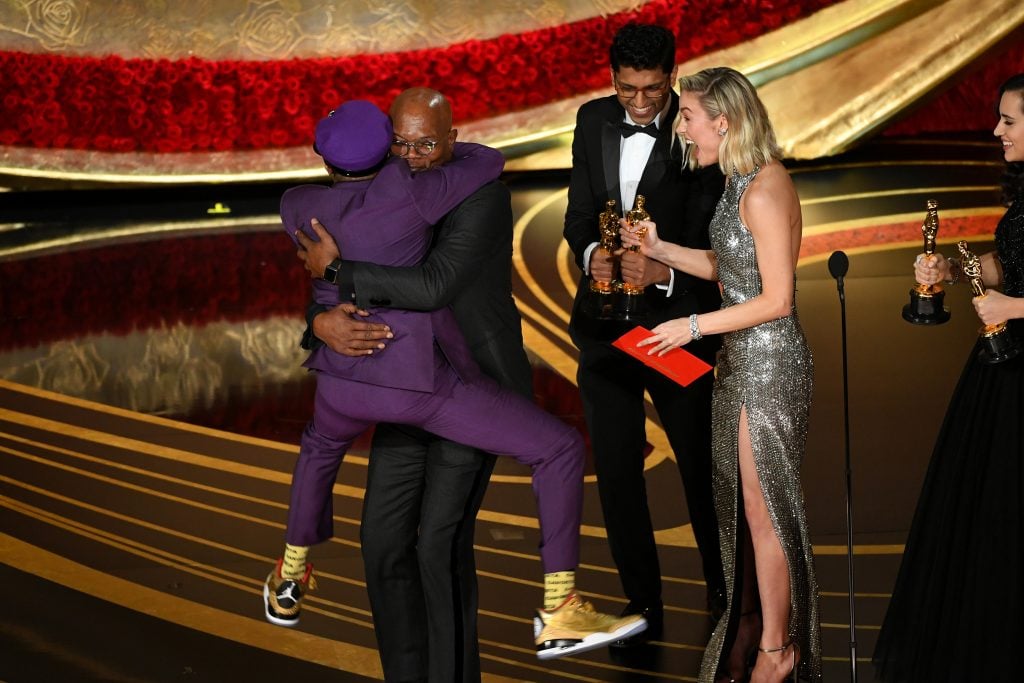 Spike Lee Jumps into Samuel L. Jackson's Arms at the 91st Annual Academy Awards Ceremony (2019) .Photo by Kevin Winter / Getty Images.