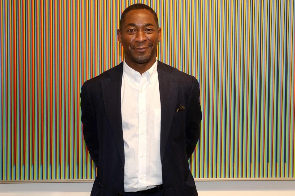 MIAMI, FLORIDA - NOVEMBER 30: Art critic, editor and director of director of the Pérez Art Museum Miami, Franklin Sirmans, poses during Art Miami + Context Art Miami VIP Previews on November 30, 2021 in Miami, Florida. (Photo by Aaron Davidson/Getty Images for Art Miami + Context Art Miami)