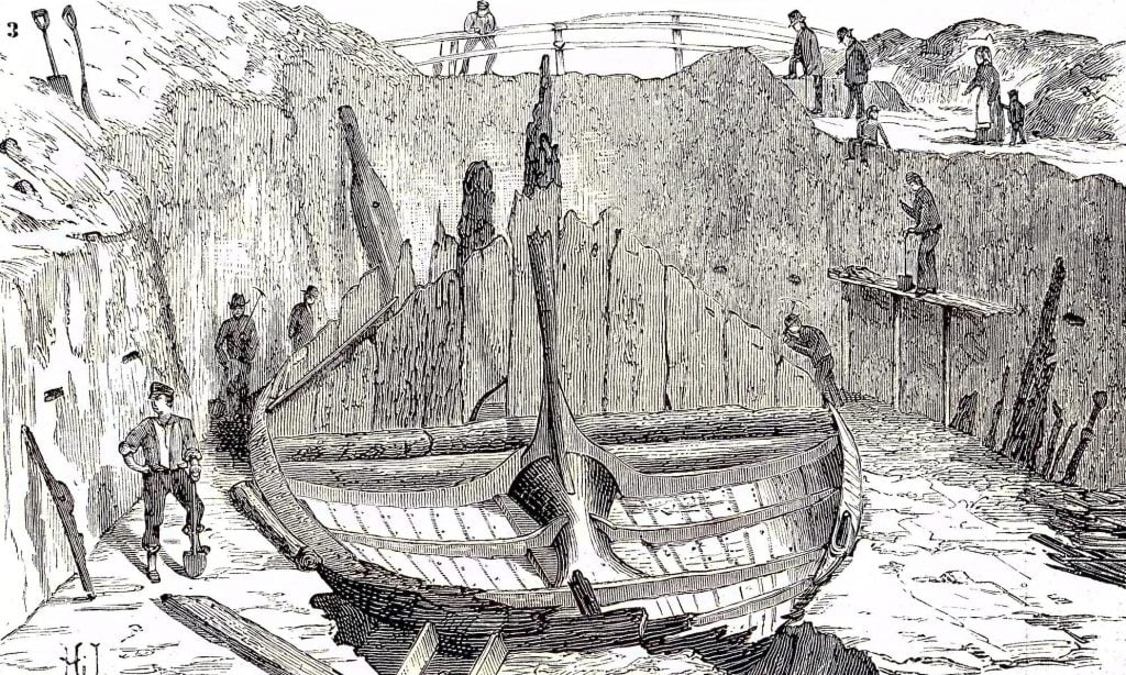 Gokstad Ship Mound Illustration (19th Century). Photo by Bildagentur-online / Universal Images Group via Getty Images.
