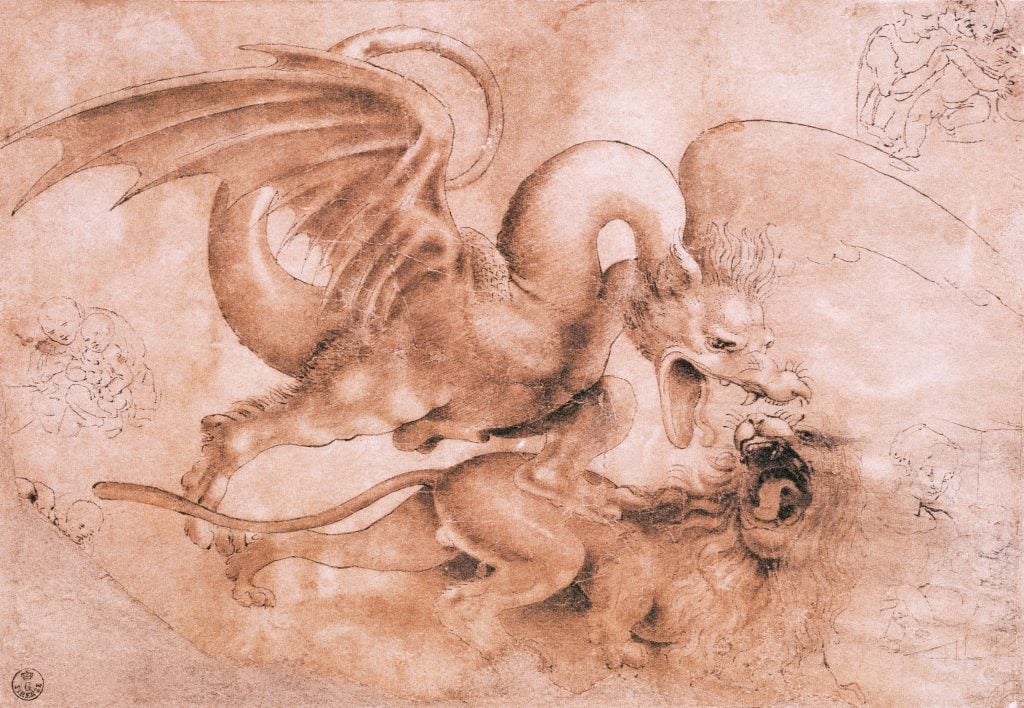 Leonardo da Vinci, <i>Fight Between a Dragon and a Lion</i>. 