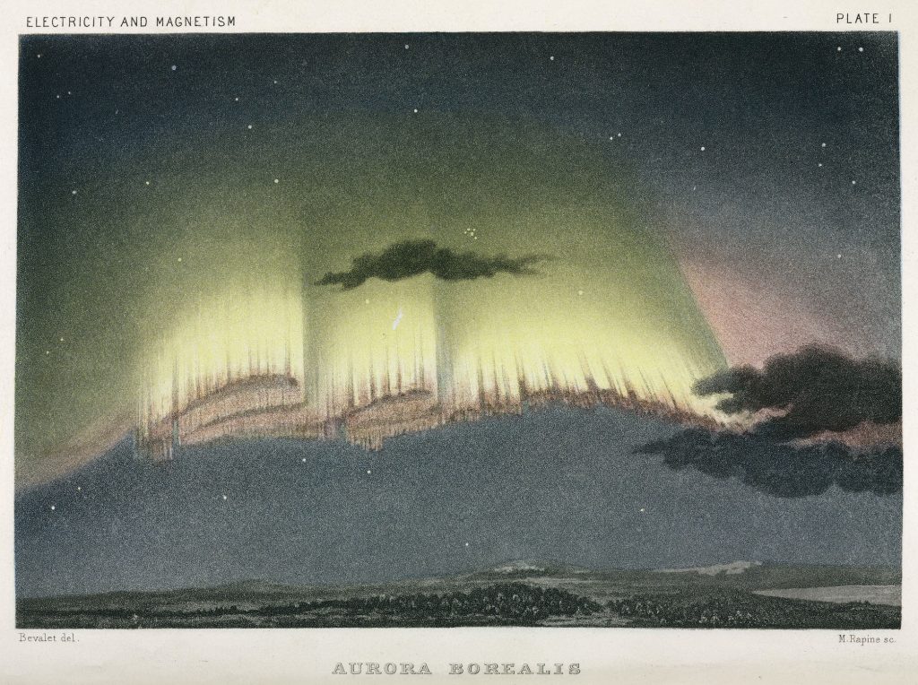 Aurora Borealis, Norway, Caused by the Earth's Magnetic Field (1839). Photo via Getty Images.