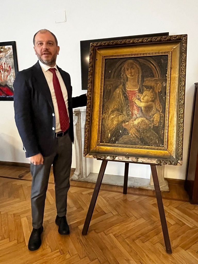 The superintendence of archaeology and fine art in Naples has taken custody of a Madonna and Child by Sandro Botticelli