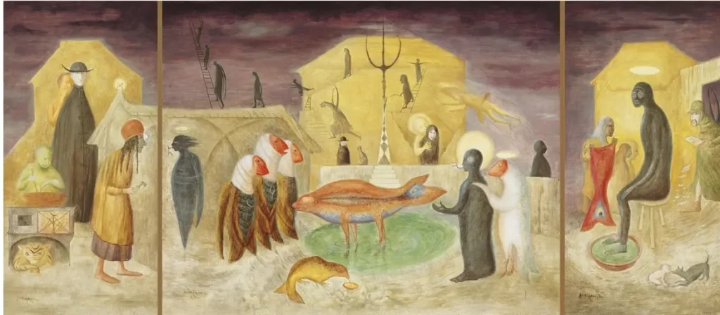 Leonora Carrington, Nativity (triptych) (1989).
