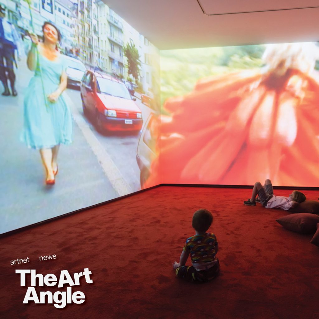 A little girl takes in Pipilotti Rist's Ever is Over All at the Museum of Contemporary Art in Sydney. Photo: James D. Morgan/Getty Images.
