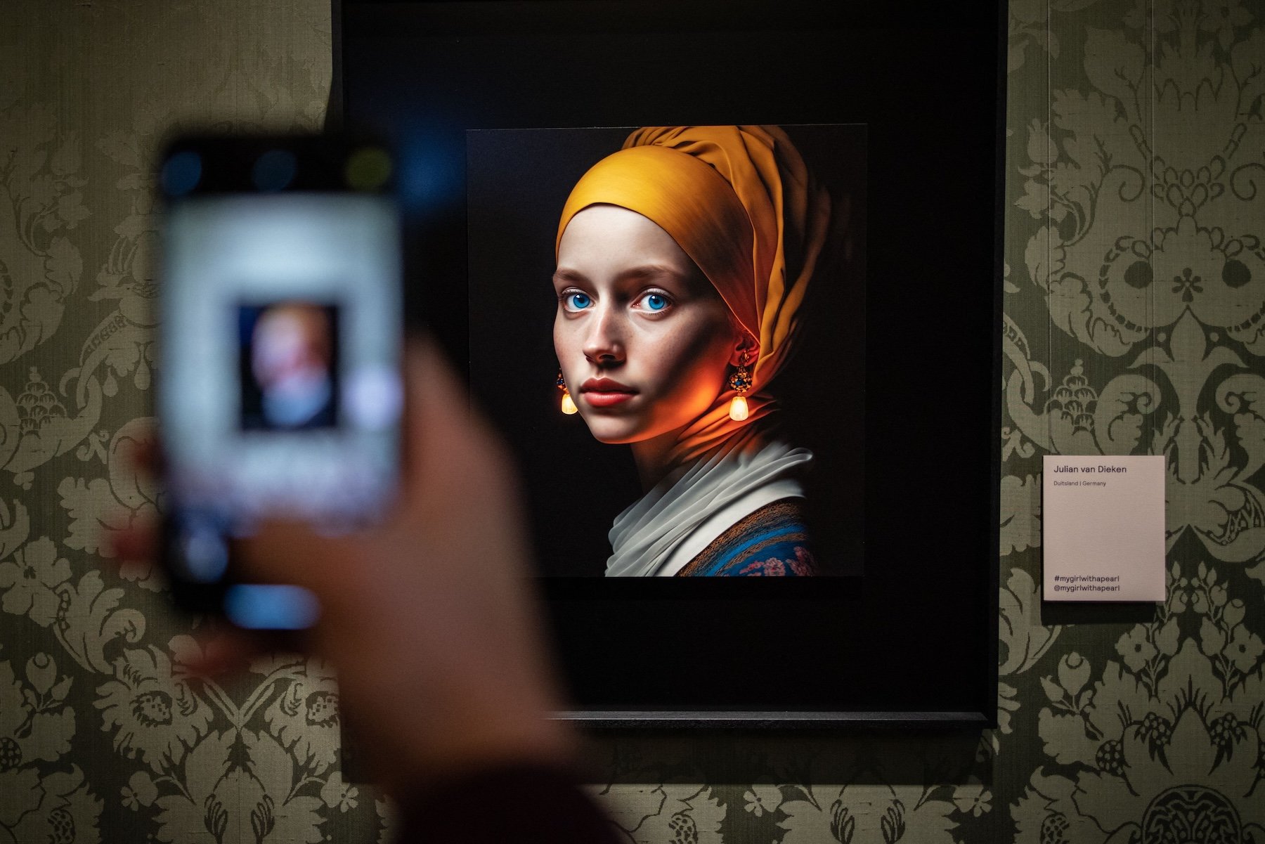 Johannes Vermeer's painting "Girl with a Pearl Earring" remade by A.I.