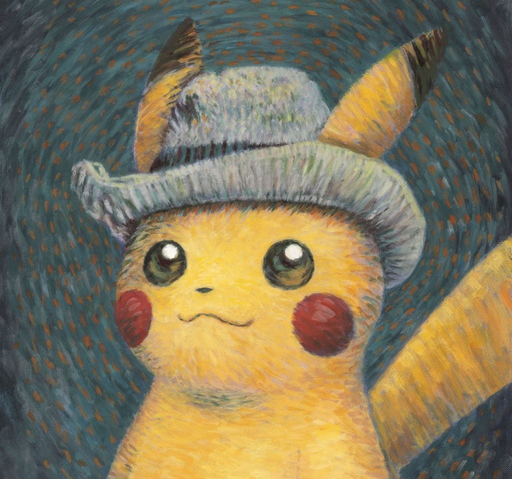 Pikachu inspired by Van Gogh's Self-Portrait with Grey Felt Hat by Naoyo Kimura (1960).