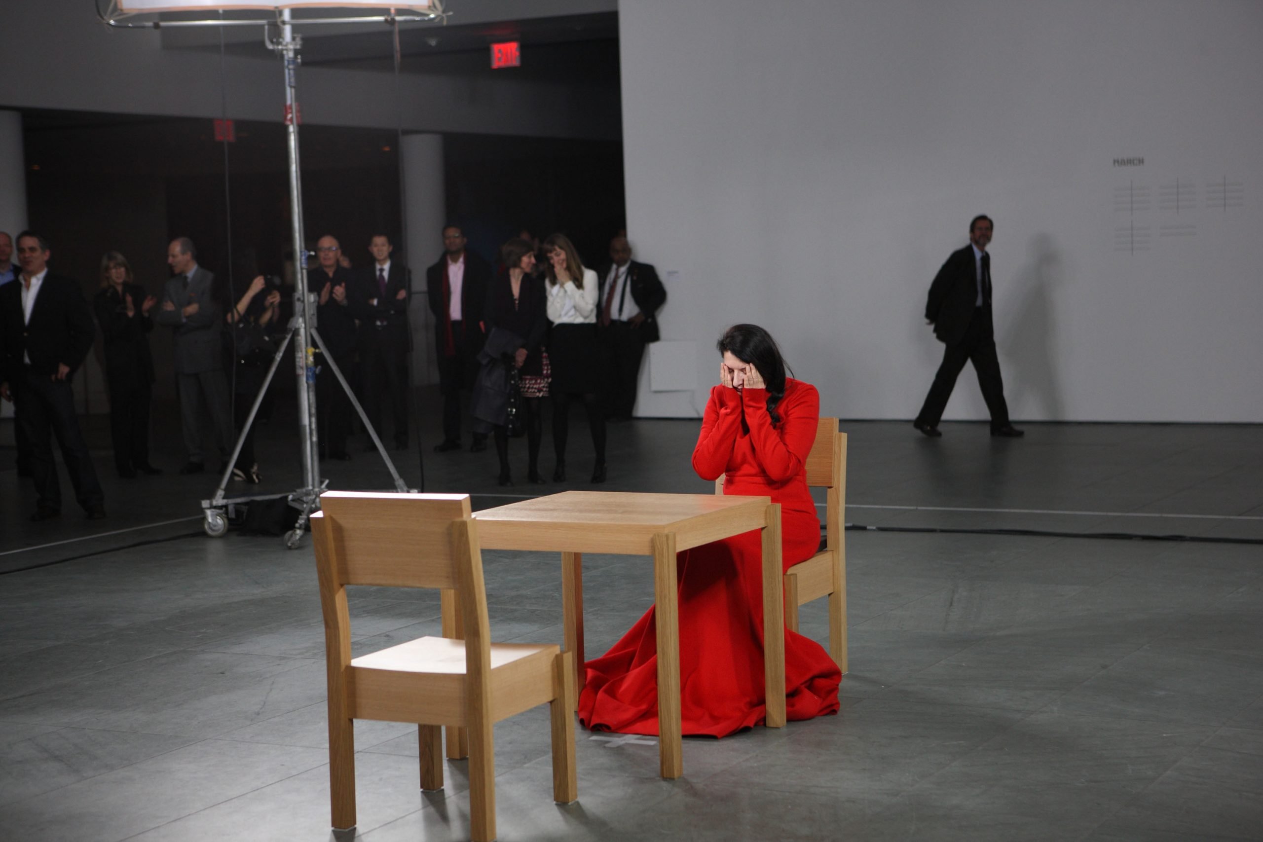 Marina Abramović performs during "Marina Abramovic: The Artist is Present" at the Museum of Modern Art, 2010. Photo: Bennett Raglin/WireImage.