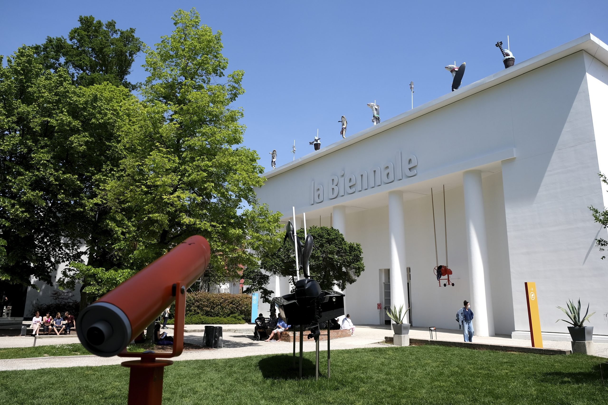 A view shows the entrance to the "Giardini", one of the venues of the Venice Biennale.